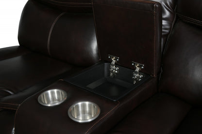 Brown U Shaped 3 Piece Sectional w/ Console