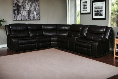 Brown U Shaped 3 Piece Sectional w/ Console