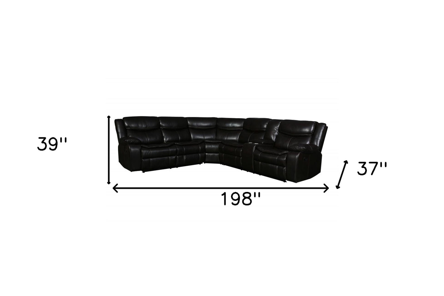 Brown U Shaped 3 Piece Sectional w/ Console