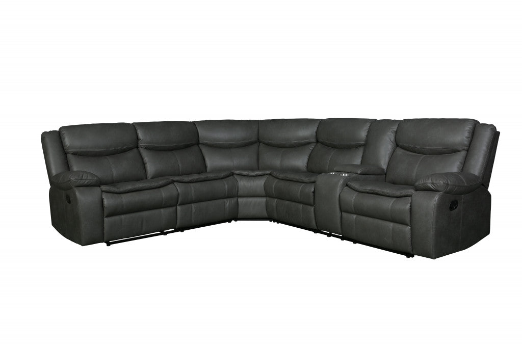 Gray U Shaped 3 Piece Sectional w/ Console