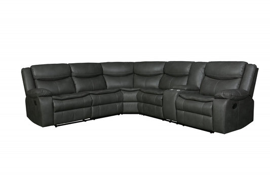 Gray U Shaped 3 Piece Sectional w/ Console