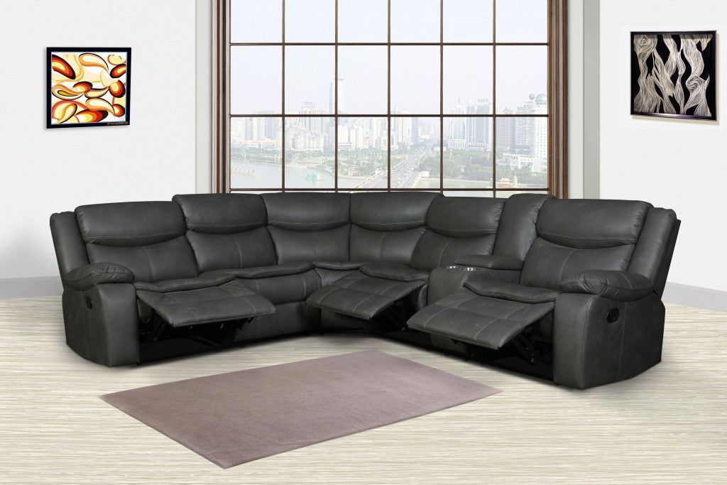 Gray U Shaped 3 Piece Sectional w/ Console