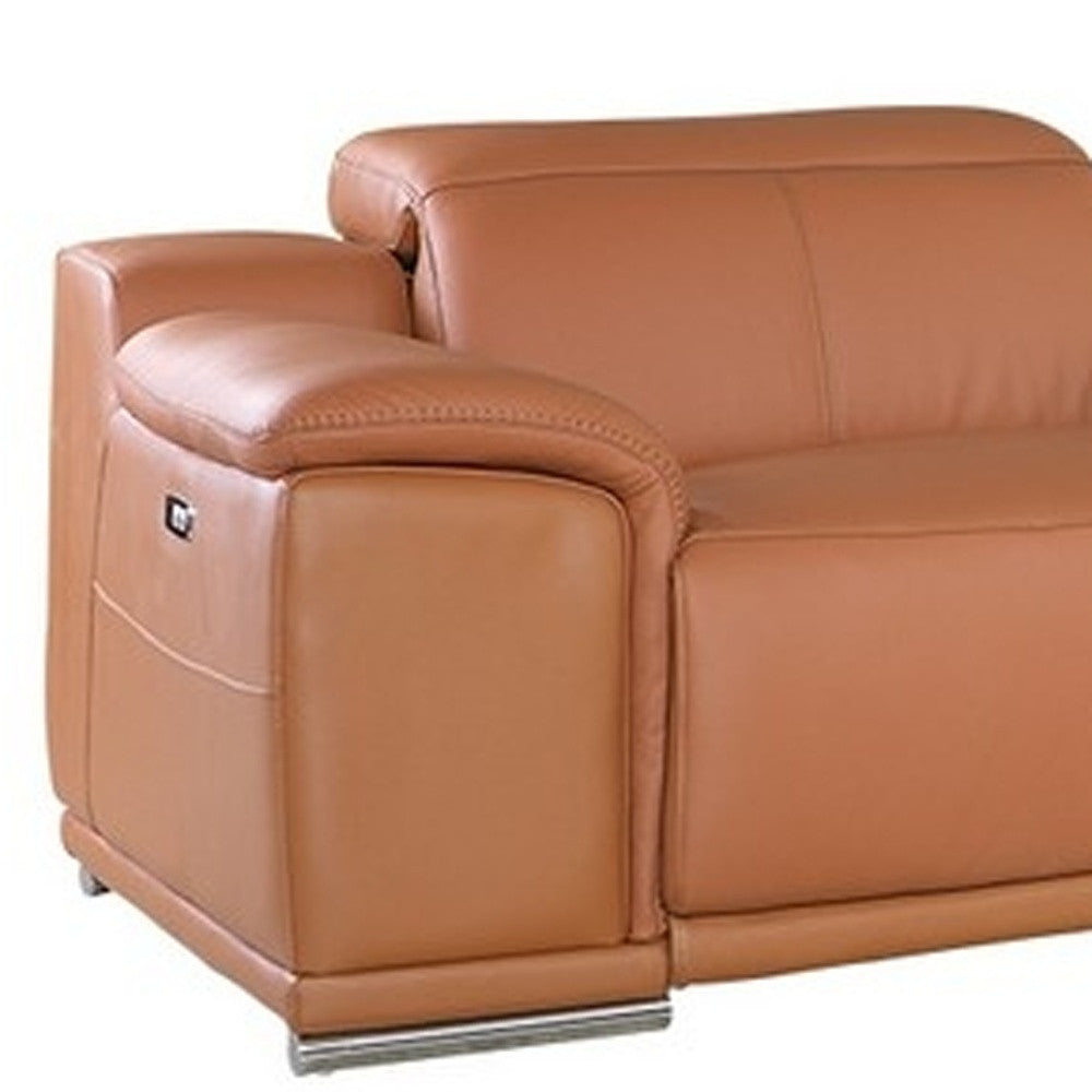 Camel Italian Leather U Shaped Seven Piece Sectional w/ Console