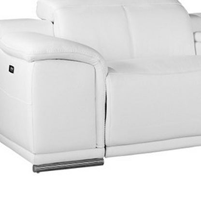 White Italian Leather U Shaped Seven Piece Sectional w/ Console