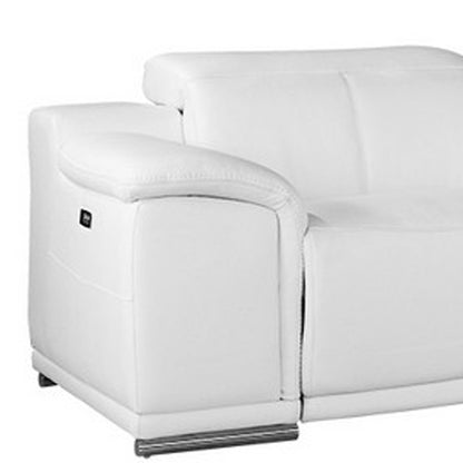 White Italian Leather U Shaped Seven Piece Sectional w/ Console