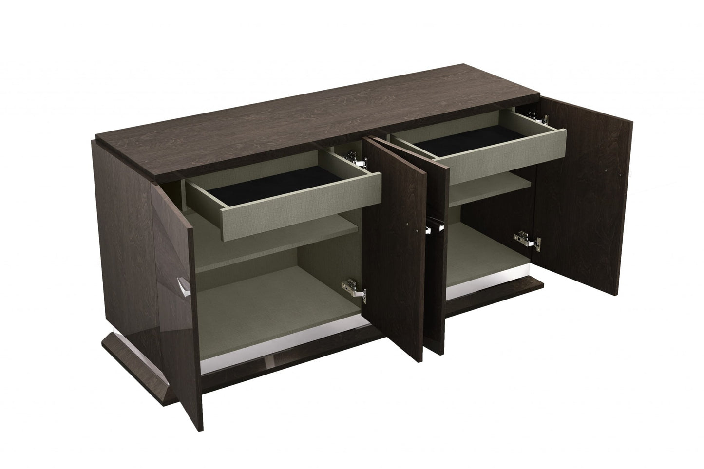 Gray 2 Drawer Sideboard Table Soft Close w/ 4 Doors