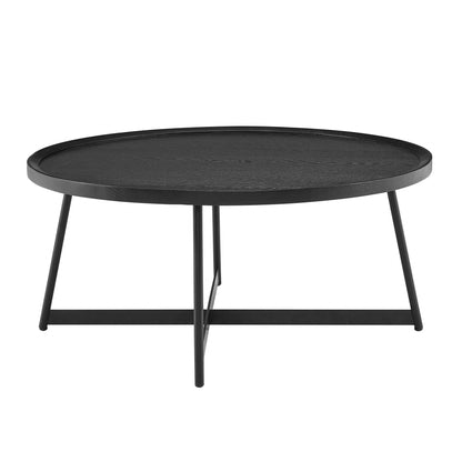 Black Manufactured Wood Round Coffee Table