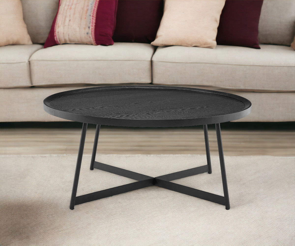 Black Manufactured Wood Round Coffee Table
