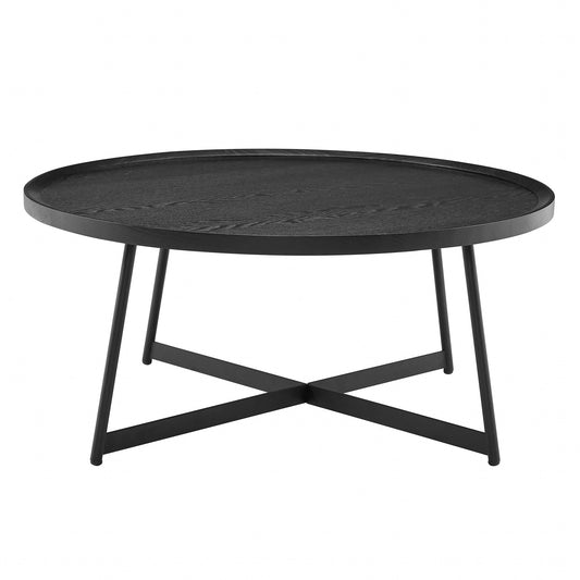 Black Manufactured Wood Round Coffee Table