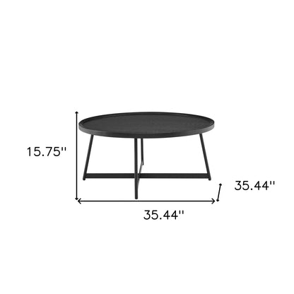 Black Manufactured Wood Round Coffee Table