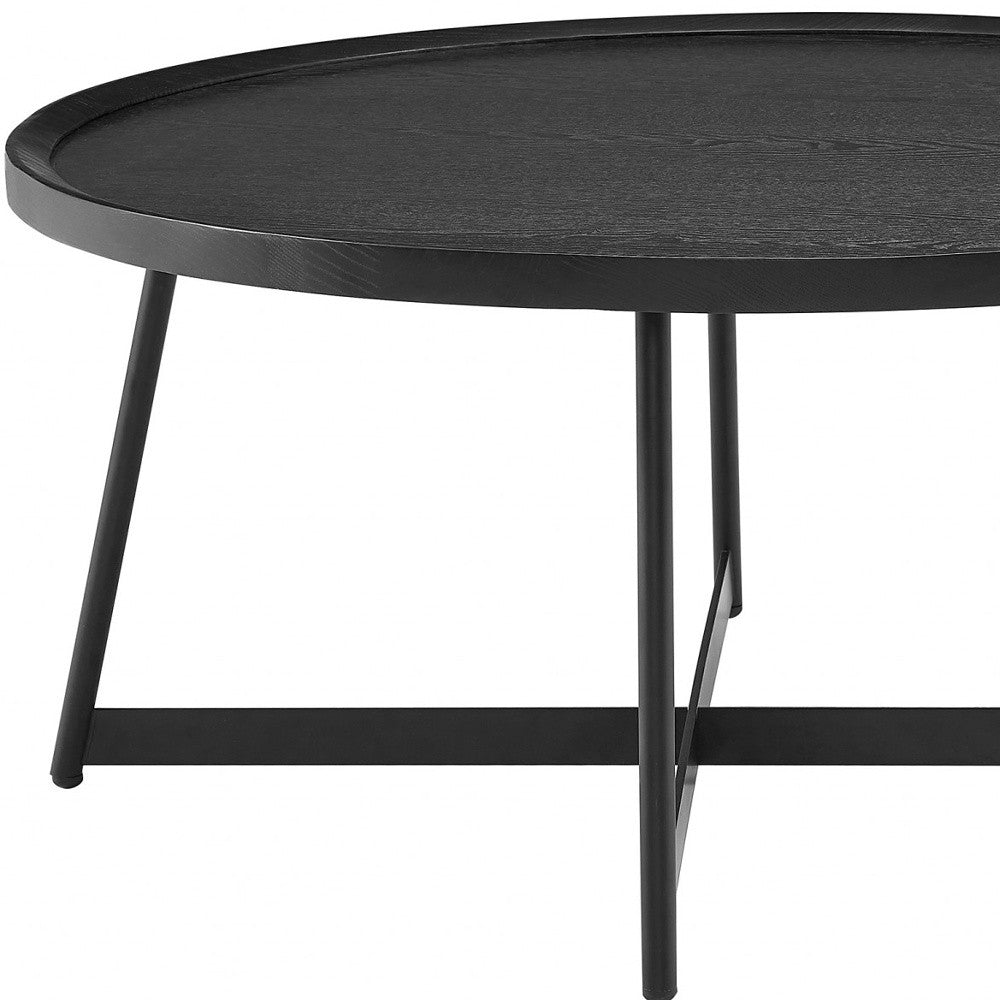 Black Manufactured Wood Round Coffee Table