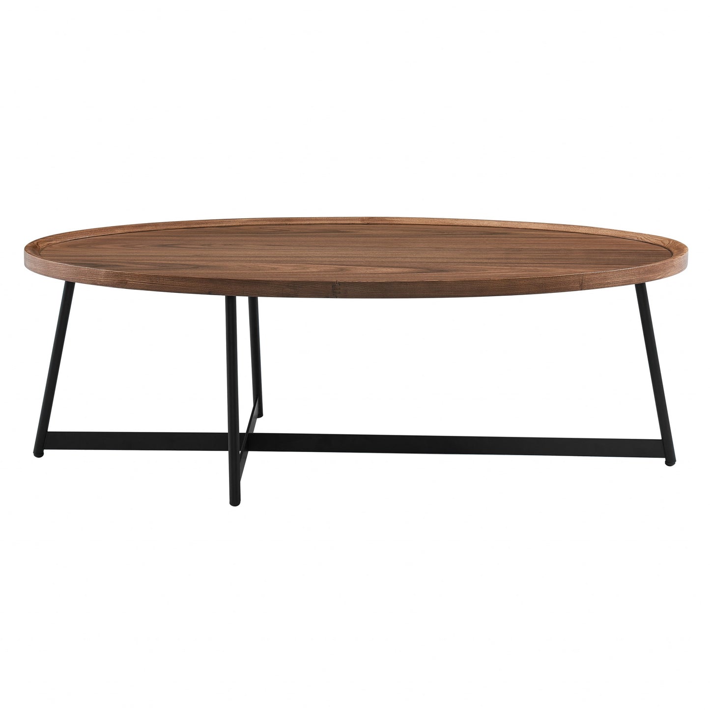 Brown & Black Metal Oval Coffee Table