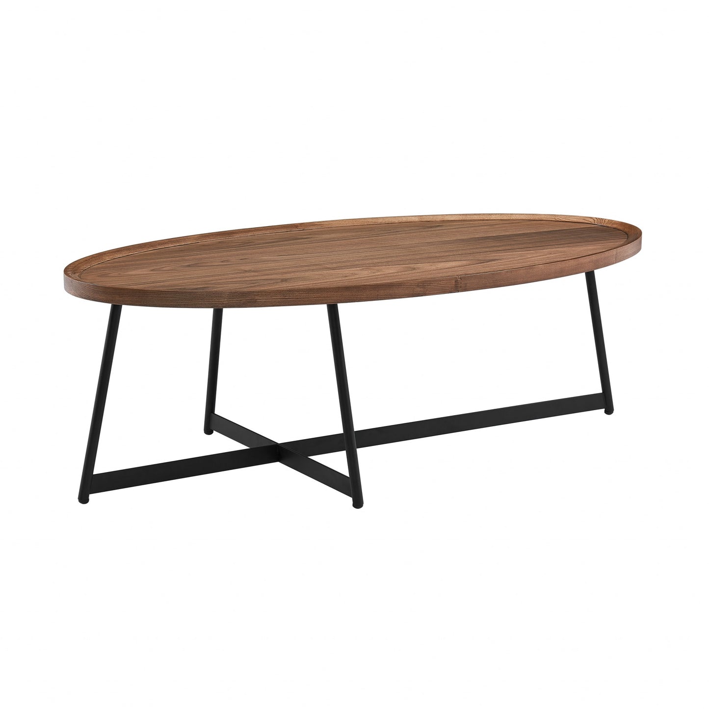Brown & Black Metal Oval Coffee Table