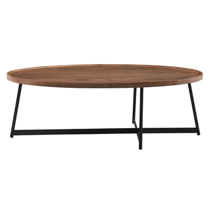 Brown & Black Metal Oval Coffee Table
