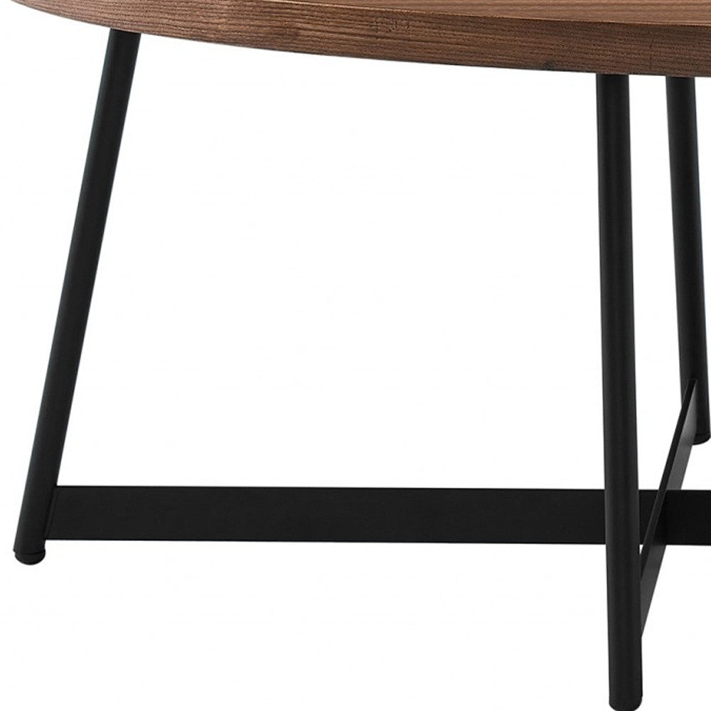 Brown & Black Metal Oval Coffee Table
