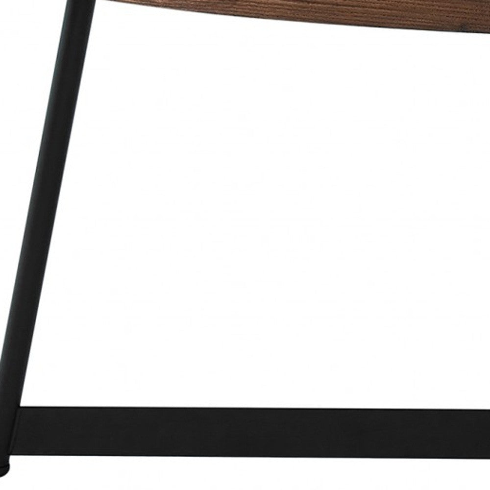 Brown & Black Metal Oval Coffee Table