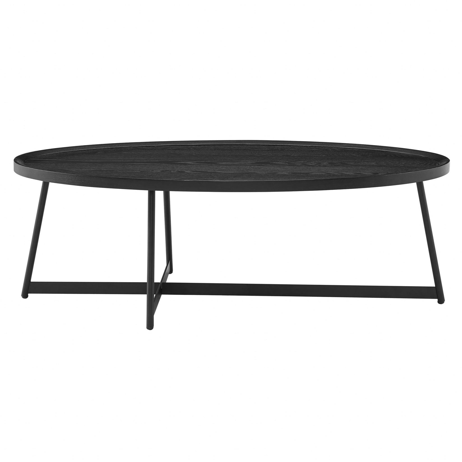 Black Wood & Metal Oval Frame Coffee Table image 2