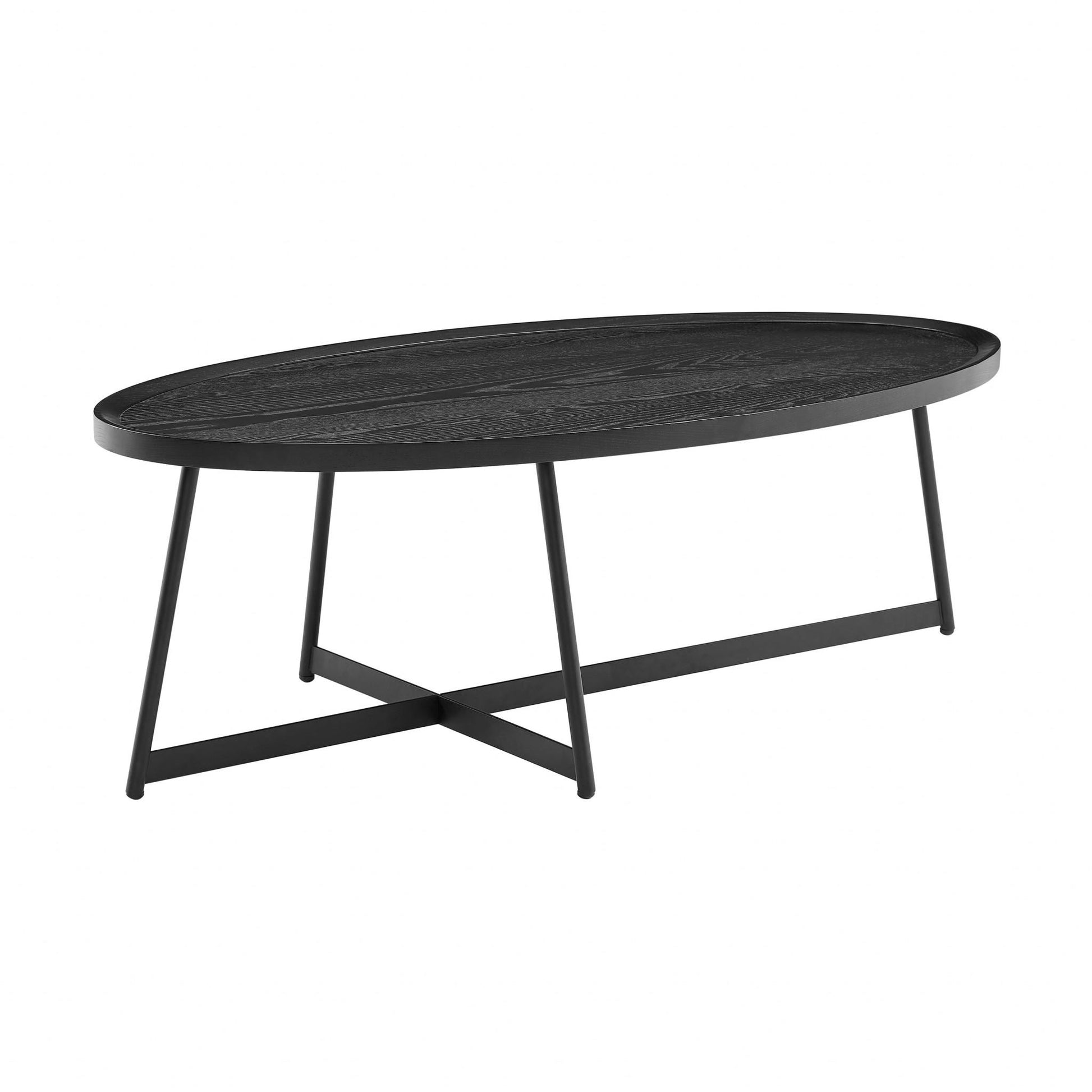 Black Wood & Metal Oval Frame Coffee Table image 3