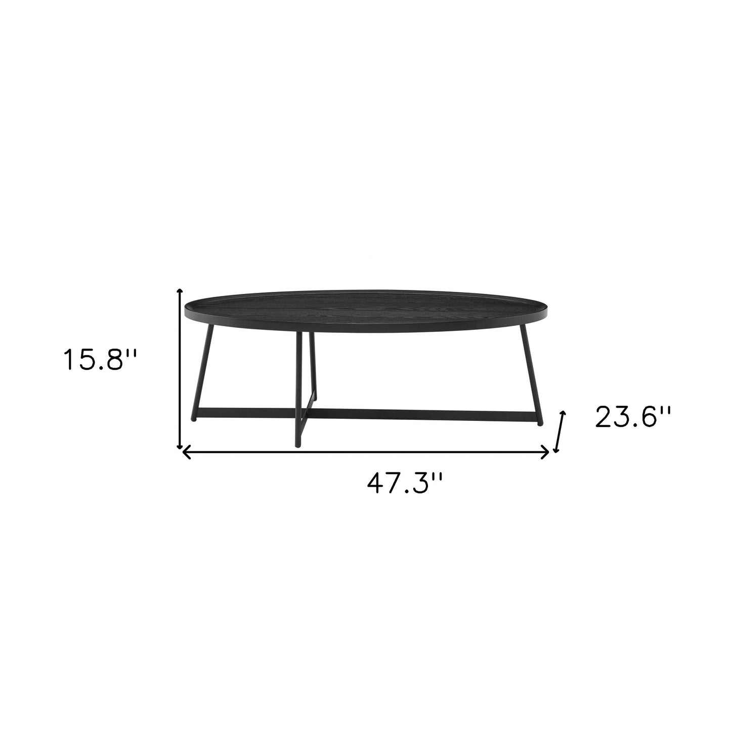 Black Metal Oval Coffee Table