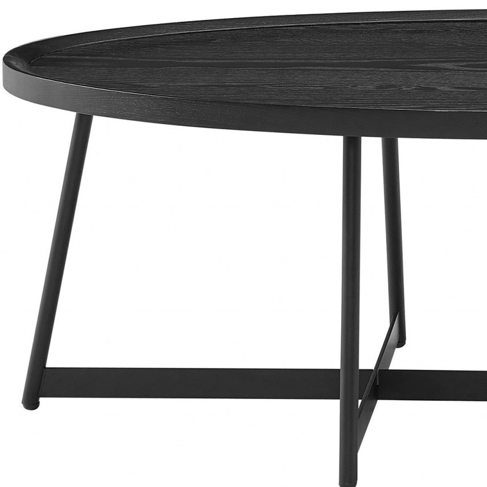 Black Wood & Metal Oval Frame Coffee Table image 4