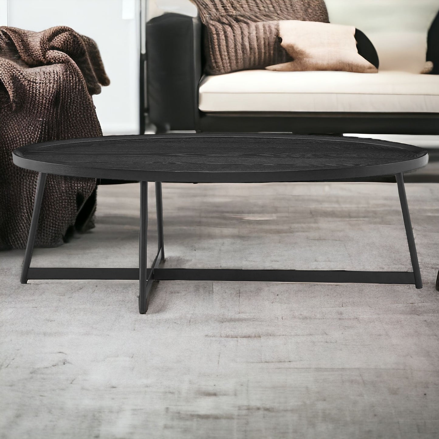 Black Metal Oval Coffee Table