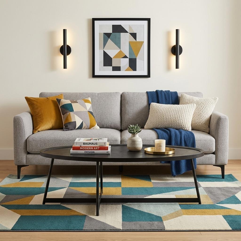 Black Wood & Metal Oval Frame Coffee Table image 1