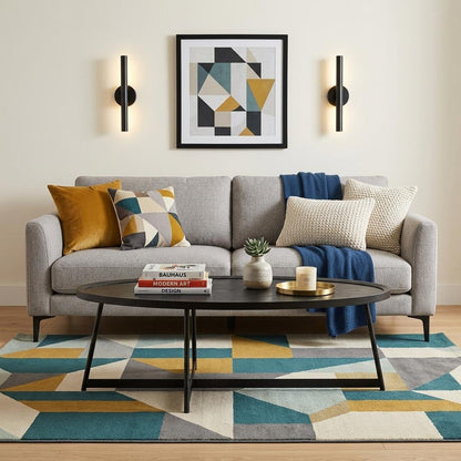 Black Wood & Metal Oval Frame Coffee Table image 1