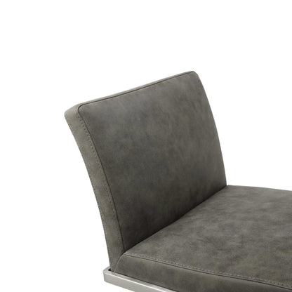 Dark Gray & Silver Faux Leather & Steel Adjustable Bar Chair