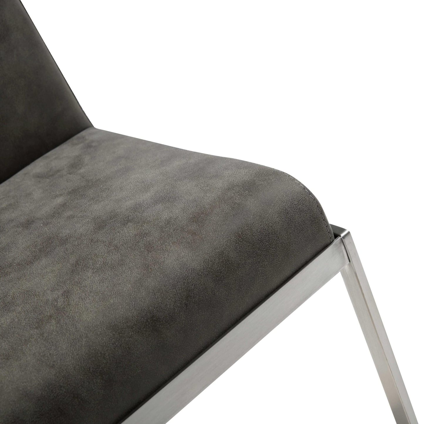 Dark Gray & Silver Faux Leather & Steel Adjustable Bar Chair