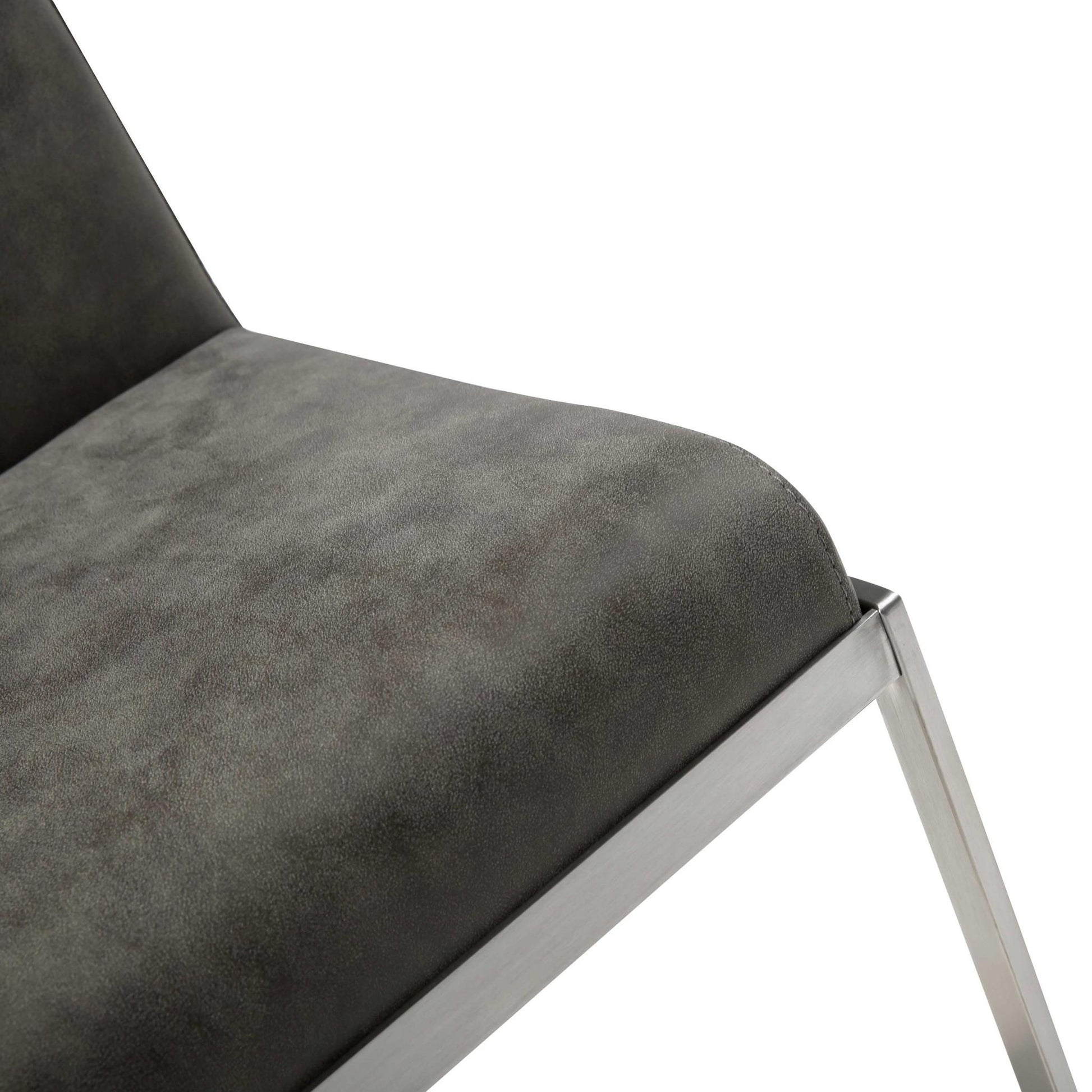 Dark Gray & Silver Faux Leather & Steel Adjustable Bar Chair