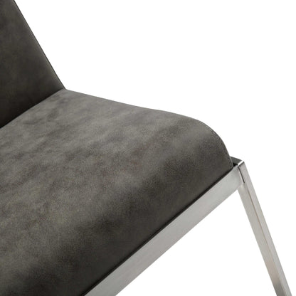 Dark Gray & Silver Faux Leather & Steel Adjustable Bar Chair