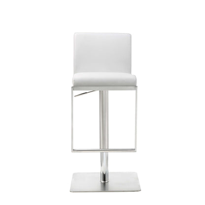 White & Silver Stainless Steel Bar Chair