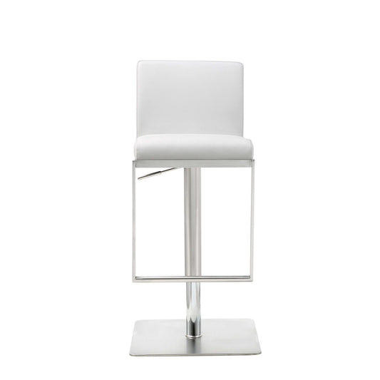 White & Silver Stainless Steel Bar Chair