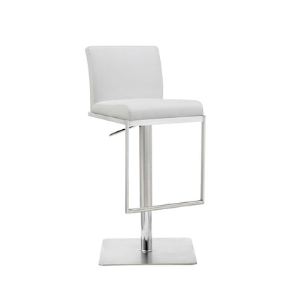 White & Silver Stainless Steel Bar Chair