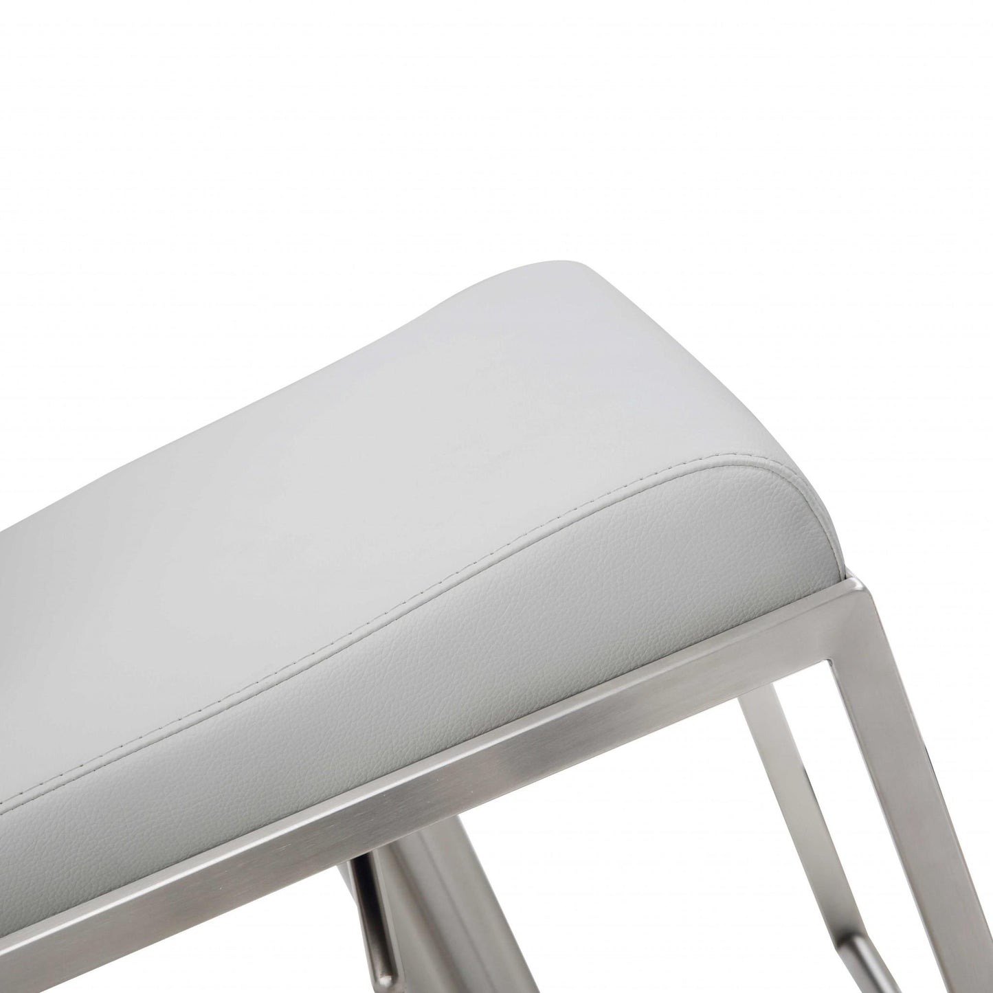 White & Silver Stainless Steel Bar Chair