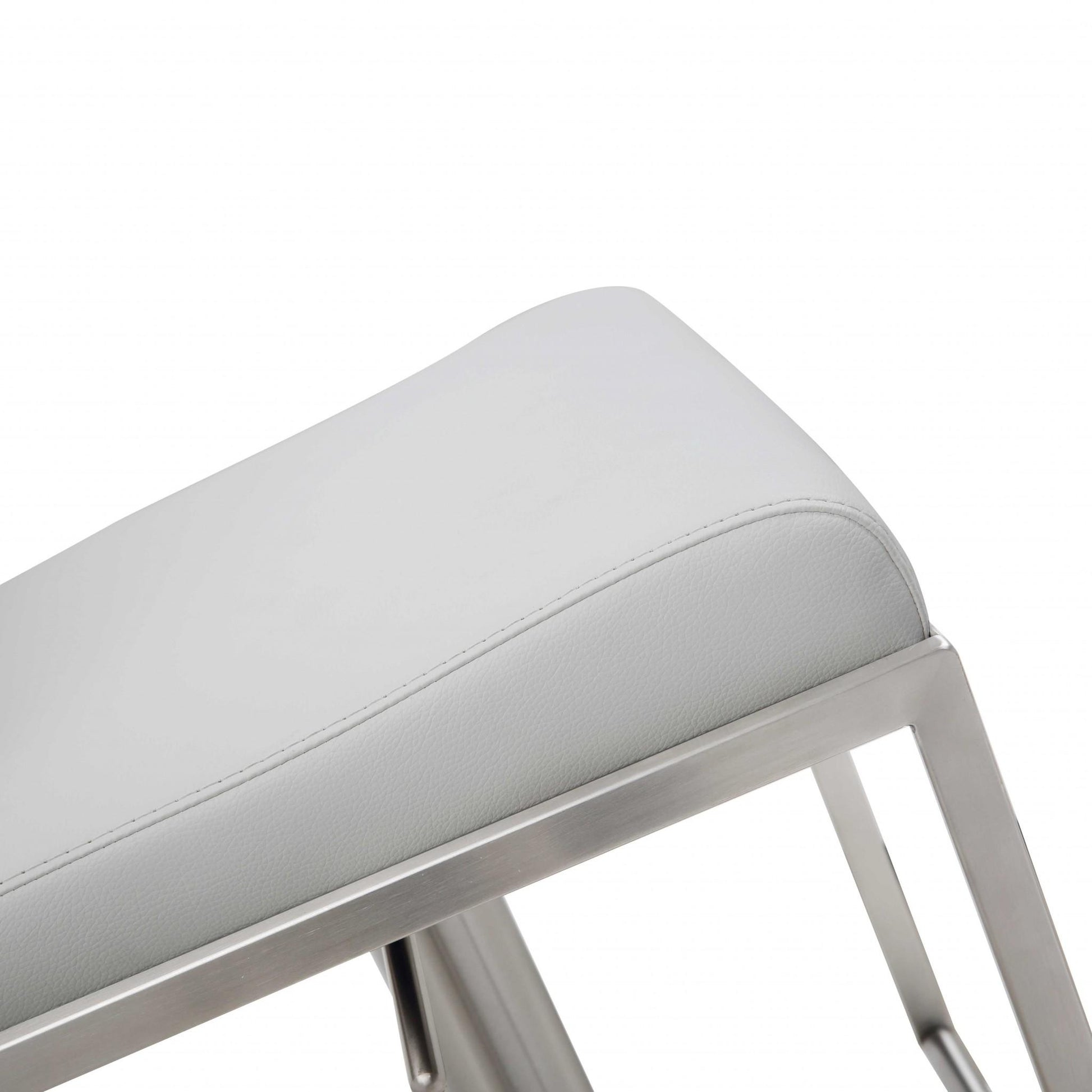 White & Silver Stainless Steel Bar Chair