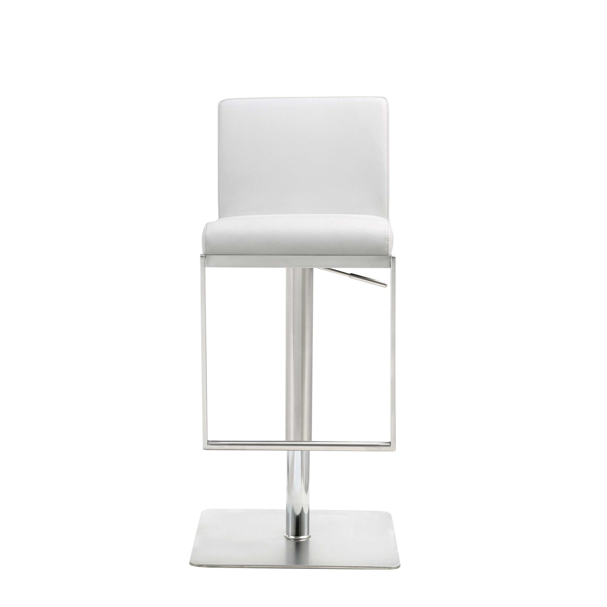 Everett White & Silver Stainless Steel Bar Chair