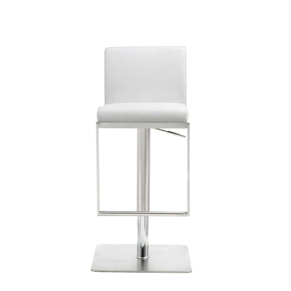 White & Silver Stainless Steel Bar Chair