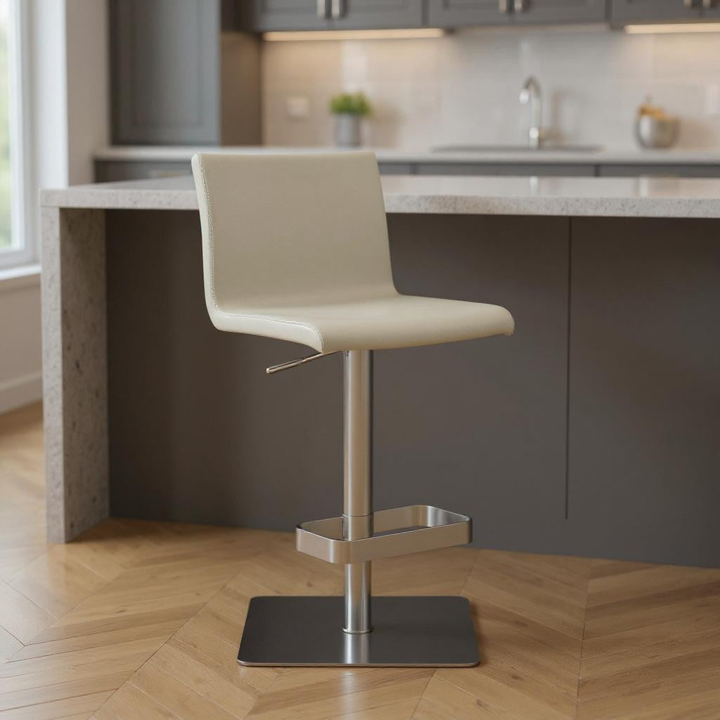 Light Gray & Silver Stainless Steel Counter Height Bar Chair