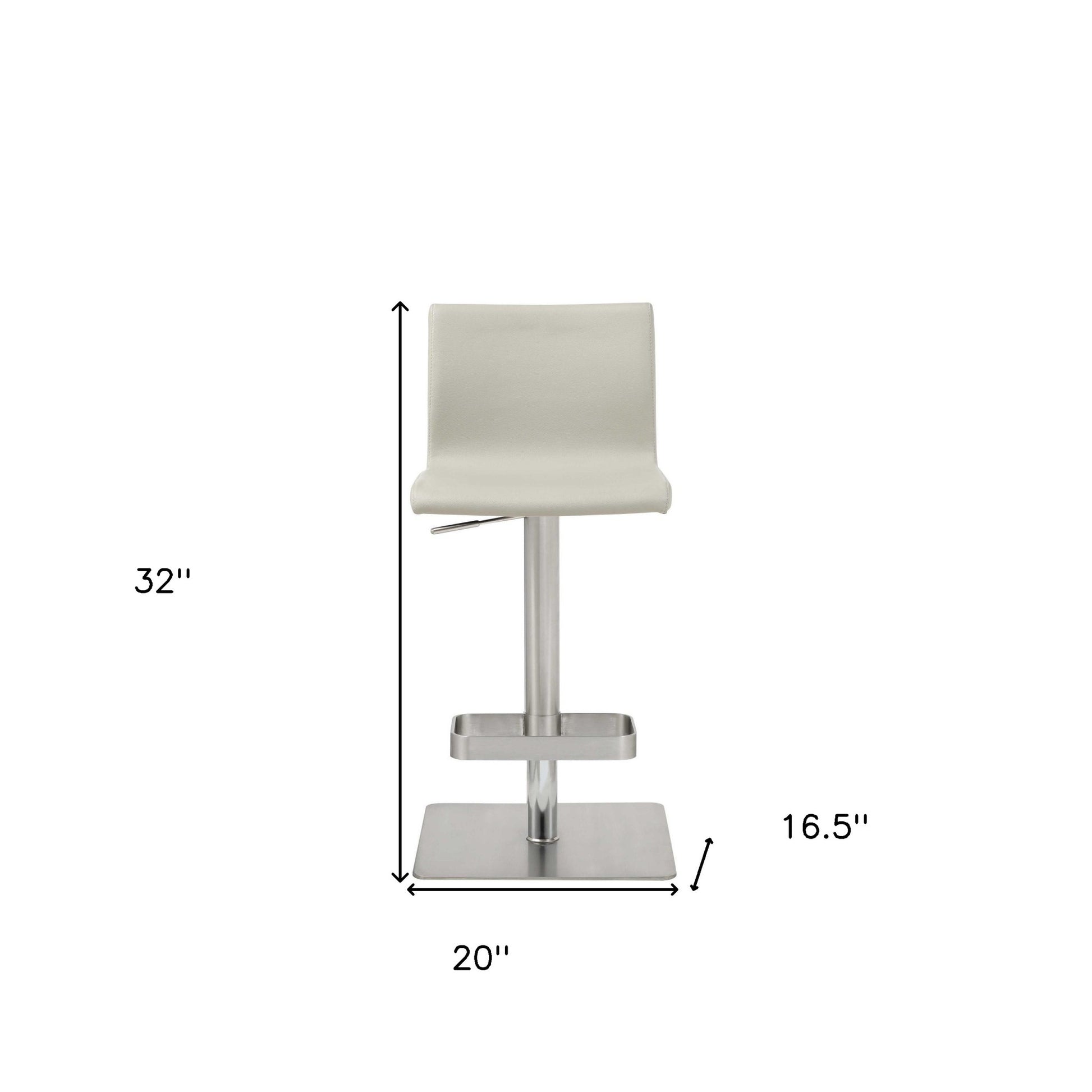 Light Gray & Silver Stainless Steel Counter Height Bar Chair