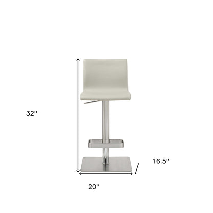 Light Gray & Silver Stainless Steel Counter Height Bar Chair