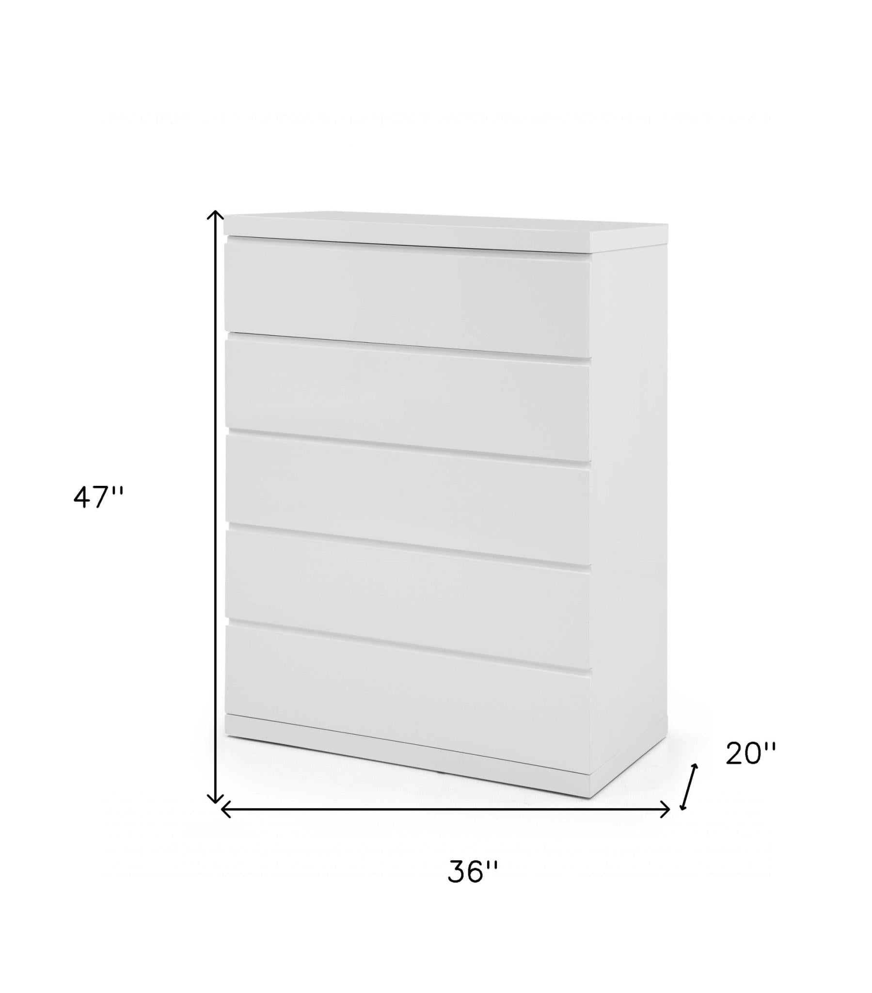 White Wood Five Drawer Dresser image 6