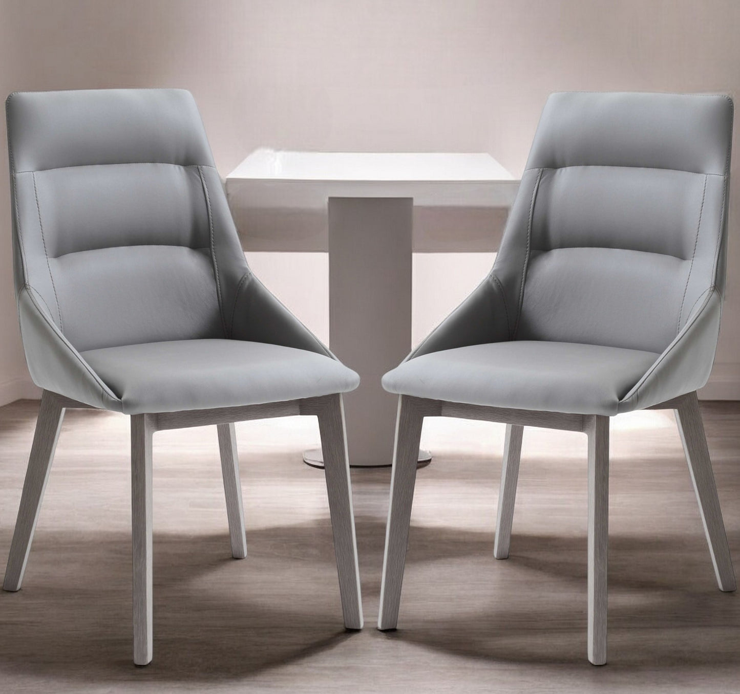 Gray Faux Leather Dining Chair - Set of 2