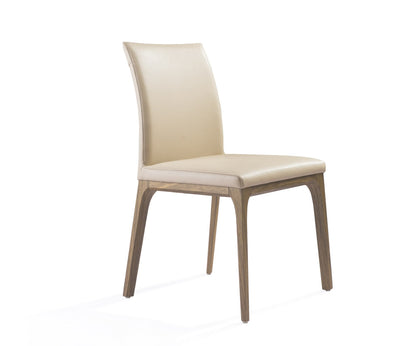 Taupe & Brown Faux Leather Dining Chair - Set of 2