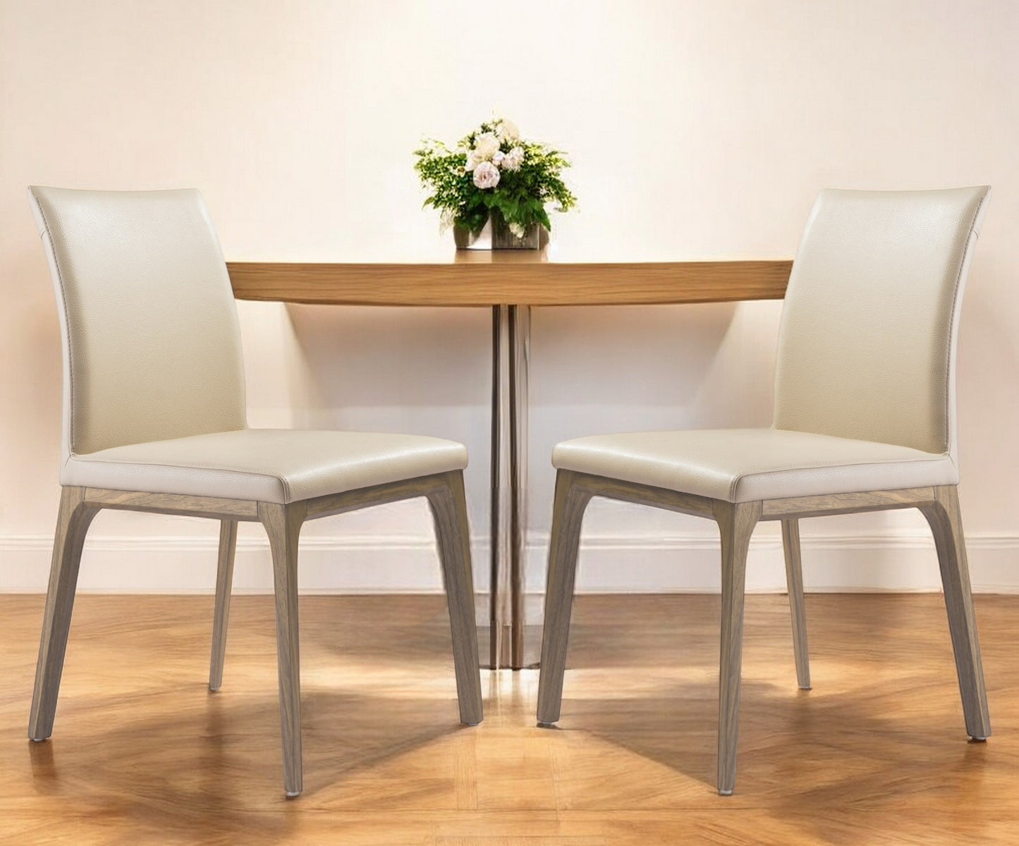 Taupe & Brown Faux Leather Dining Chair - Set of 2