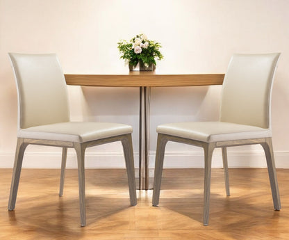 Taupe & Brown Faux Leather Dining Chair - Set of 2