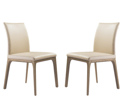Taupe & Brown Faux Leather Dining Chair - Set of 2