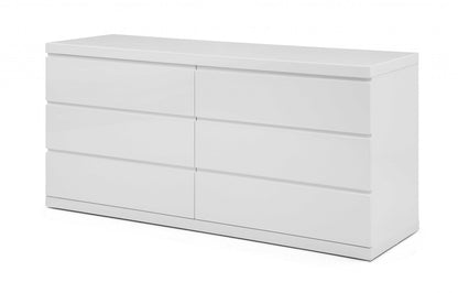 White Solid Wood Six Drawer Double Dresser image 3