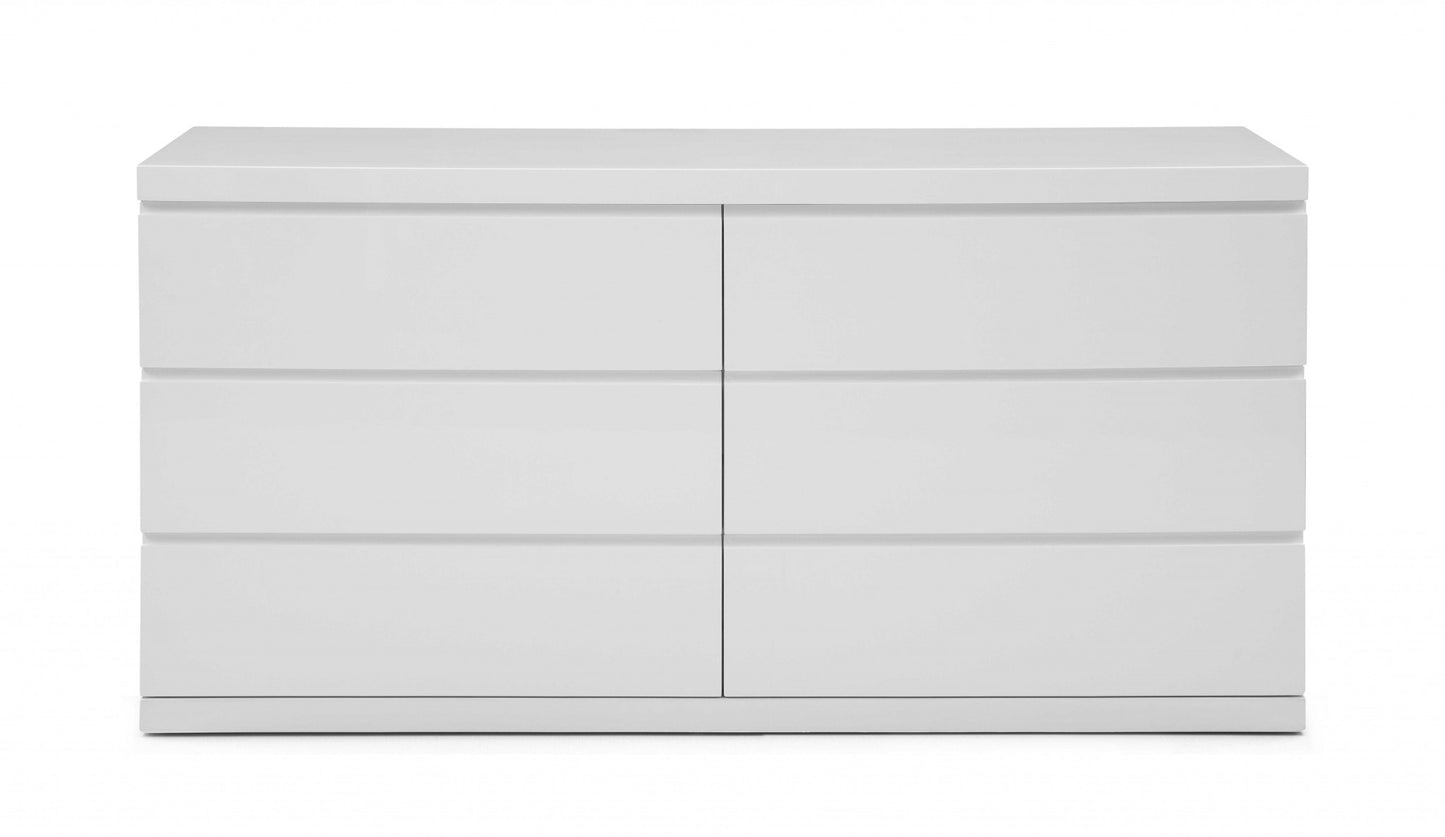 White Solid Wood Six Drawer Double Dresser image 2