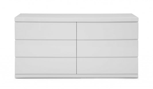 White Solid Wood Six Drawer Double Dresser image 2